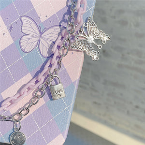 Butterfly Chain Argyle iPhone Case