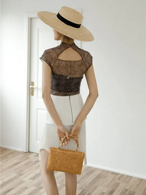 High Neck Mesh Top