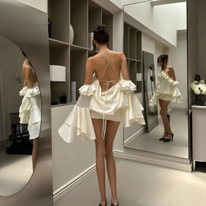 Rose Ruffled Mini Dress