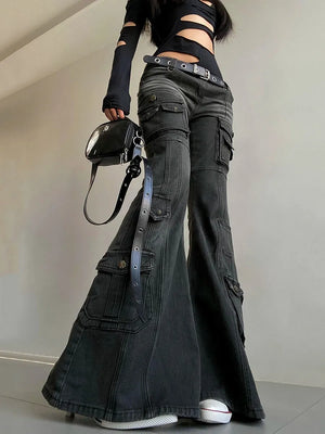 Y2K Flared Cargo Jeans