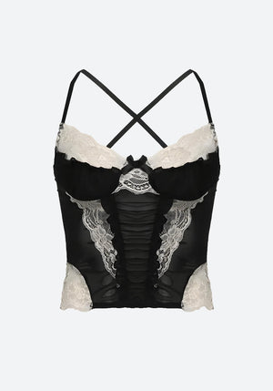 Y2K Lace Sheer Cropped Top