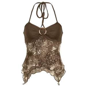 Indie Aesthetic Lace Halter Top