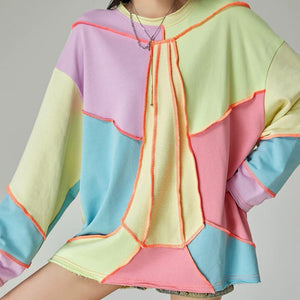 Pastel Patchwork Oversized Sweatshirt