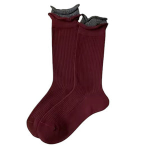 Cozy Red and Grey Patterned Socks