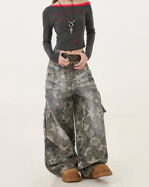Vintage Style Star Print Jeans