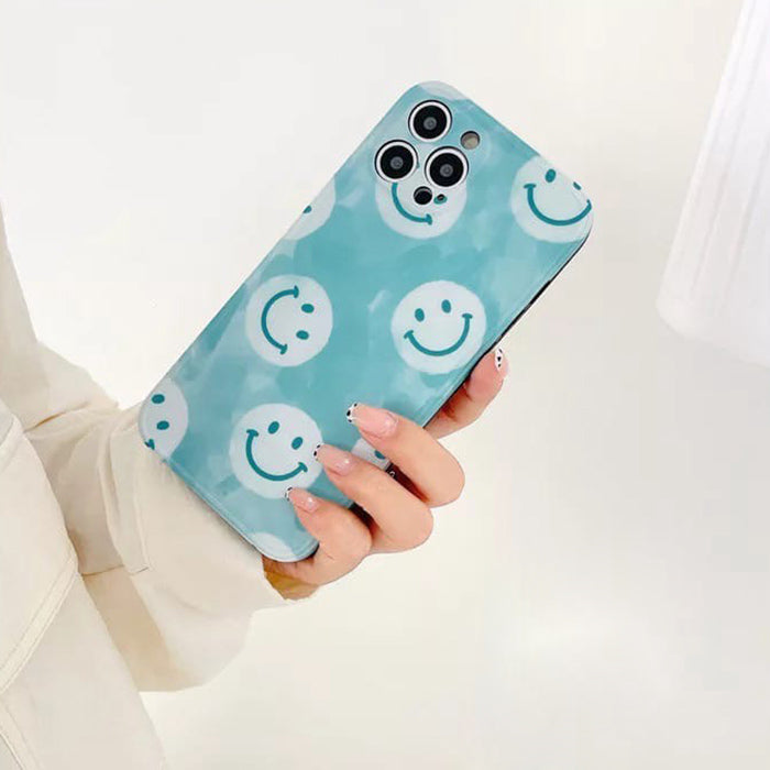 Blue Smiley iPhone Case