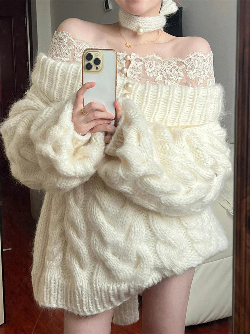 Coquette Chunky Cable Knit Sweater