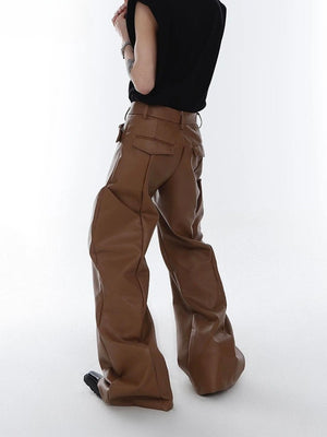 Cyberpunk Faux Leather Wide Leg Pants