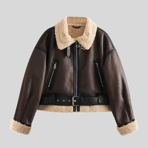 Faux Leather Aviator Jacket