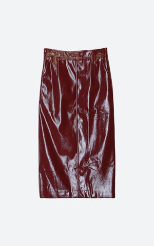 Faux Leather Midi Pencil Skirt