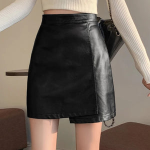 Light Academia Faux Leather Mini Skirt