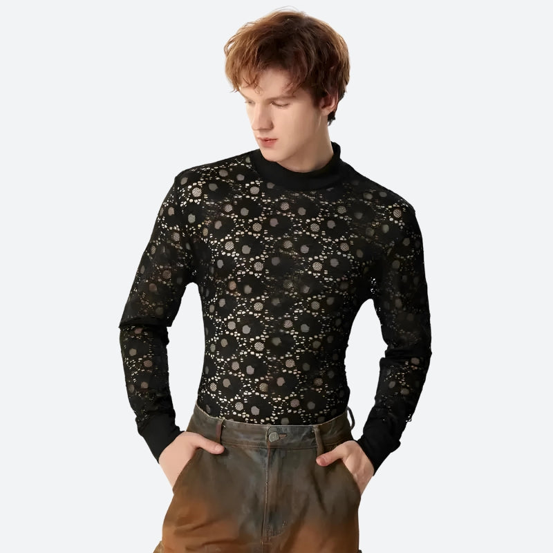 Polka Dots Lace Sheer Top