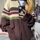 Preppy Aesthetic Collar Striped Cardigan