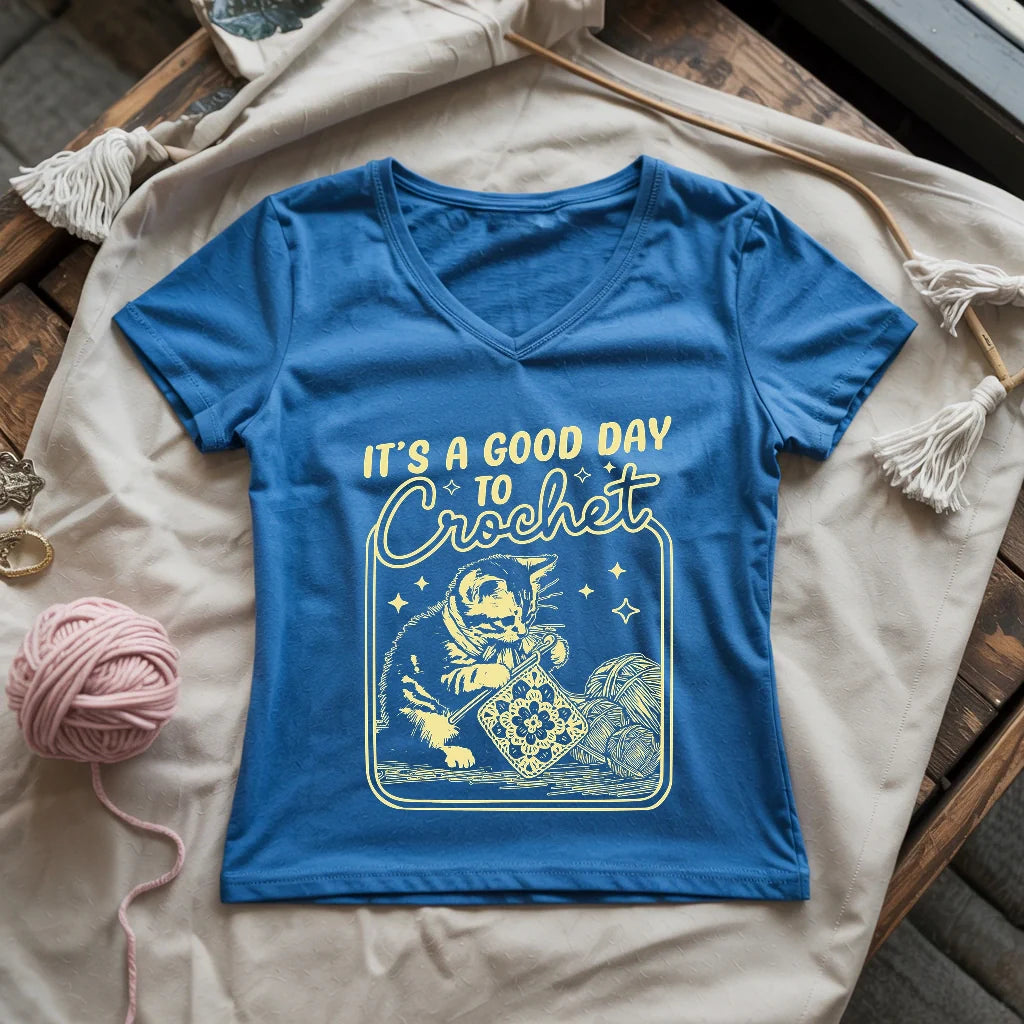 Good Day To Crochet Lady V-neck