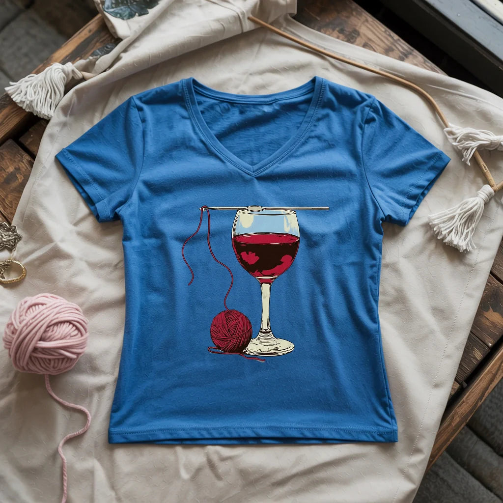 Wine And Yarn Lady V-neck