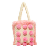 Fluffy Pom Poms Bag in Pink
