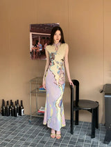 Vintage Floral Cut Out Maxi Dress