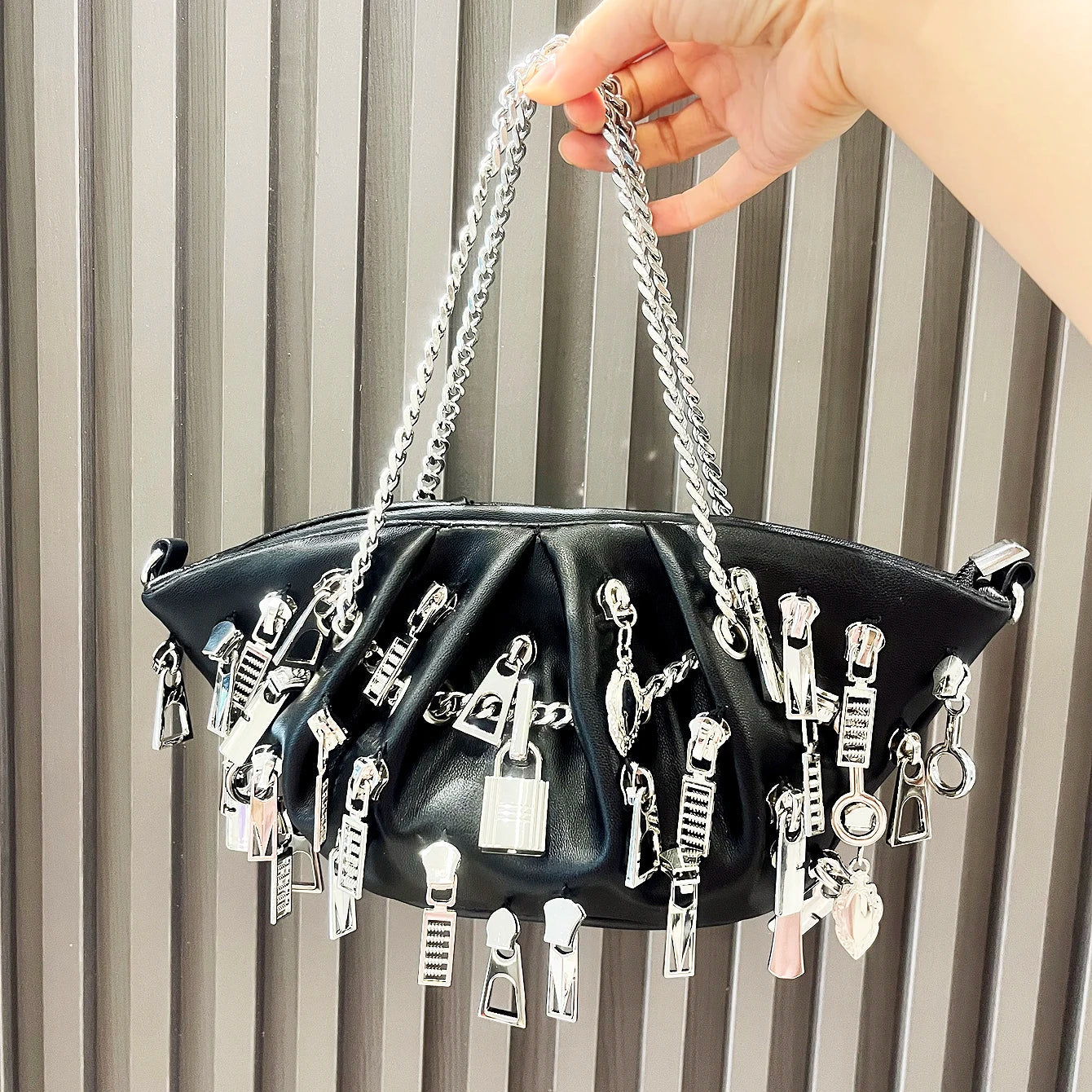 Weirdcore Zipper Charm Shoulder Bag