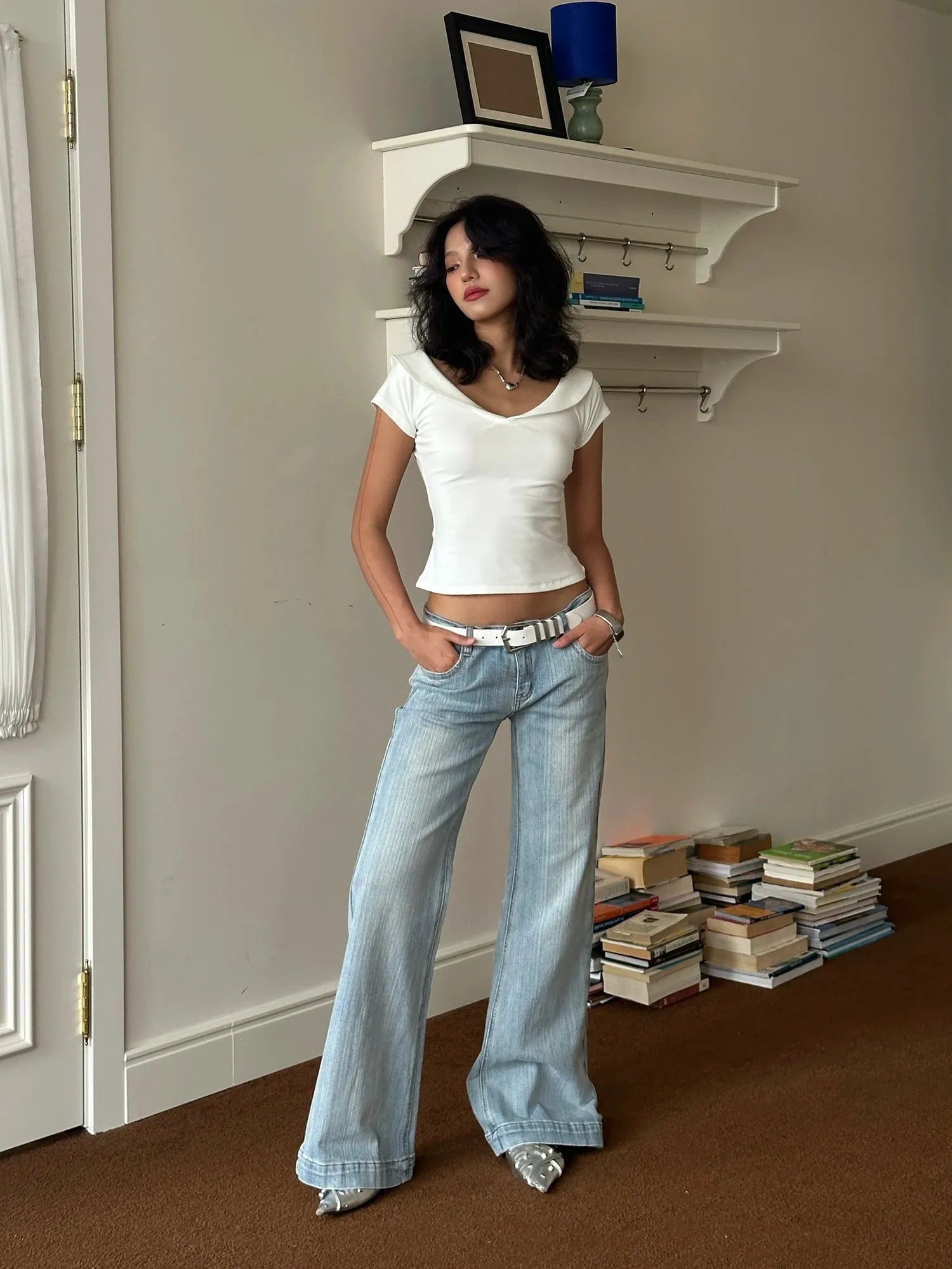 White V Neck Top