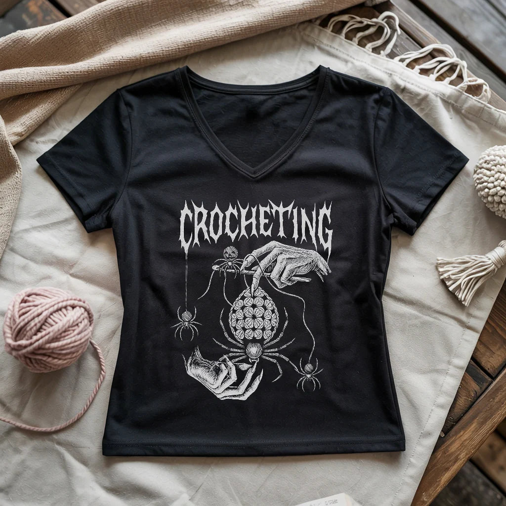 Gothic Crocheter Lady V-neck