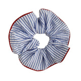 Blue Stripe Scrunchie with Red Trim