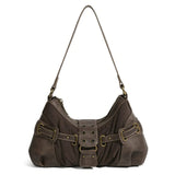 Brown Buckle Strap Shoulder Bag