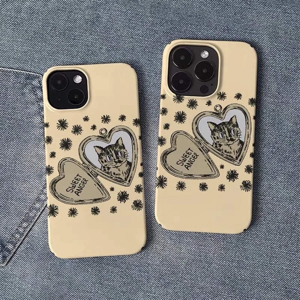Cat Heart Locket iPhone Case