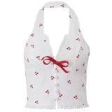 French Summer Cherry Halter Top