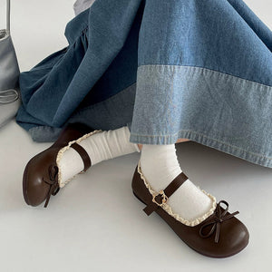 Coquette Lace Trim Mary Jane Flats