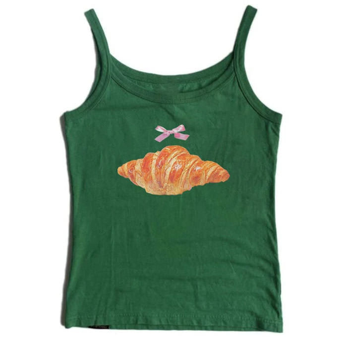 Croissant Print Y2K Tank Top