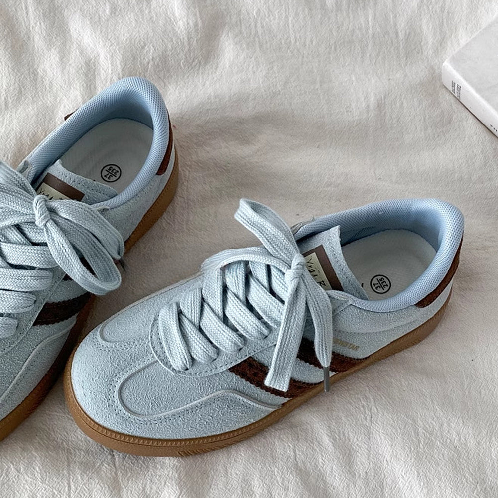 Dusty Blue & Brown Stripe Sneakers