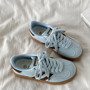 Dusty Blue & Brown Stripe Sneakers