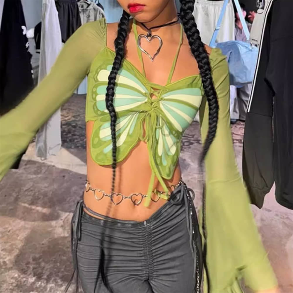 Fairy Butterfly Halter Crop Top