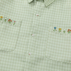 Floral Embroidery Gingham Shirt