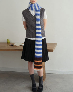 Frazzled English Woman Striped Scarf
