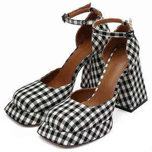 Gingham Mary Jane Platform Heels