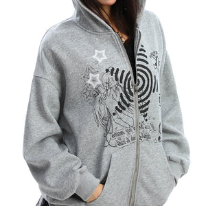 Grunge Cut-Out Shoulder Sweatshirt