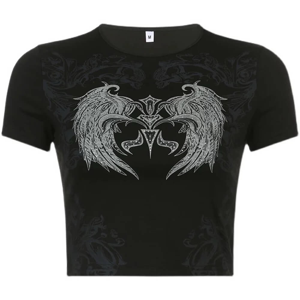 Grunge Aesthetic Angel Wings Crop Top