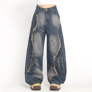 Heart & Star Fringe Wide Jeans