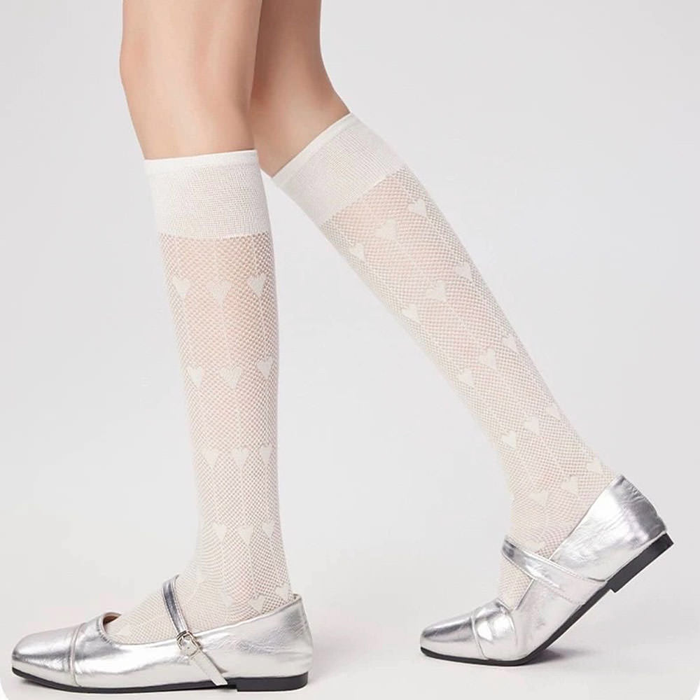 Softie Heart Thin Knee Socks