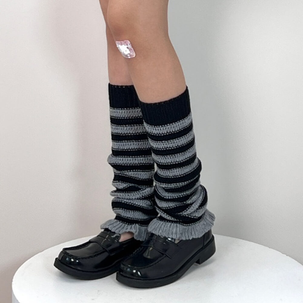 Indie Aesthetic Striped Leg Warmers