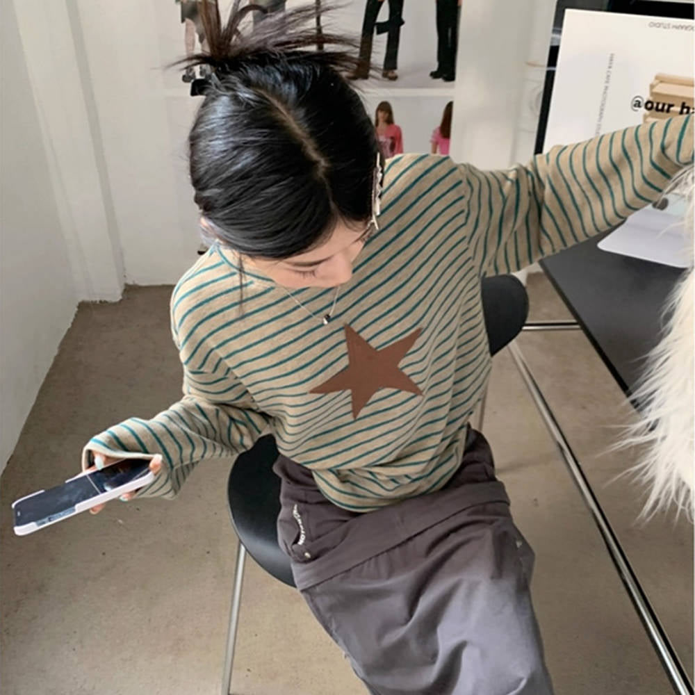 Indie Kid Star Striped Long Tee