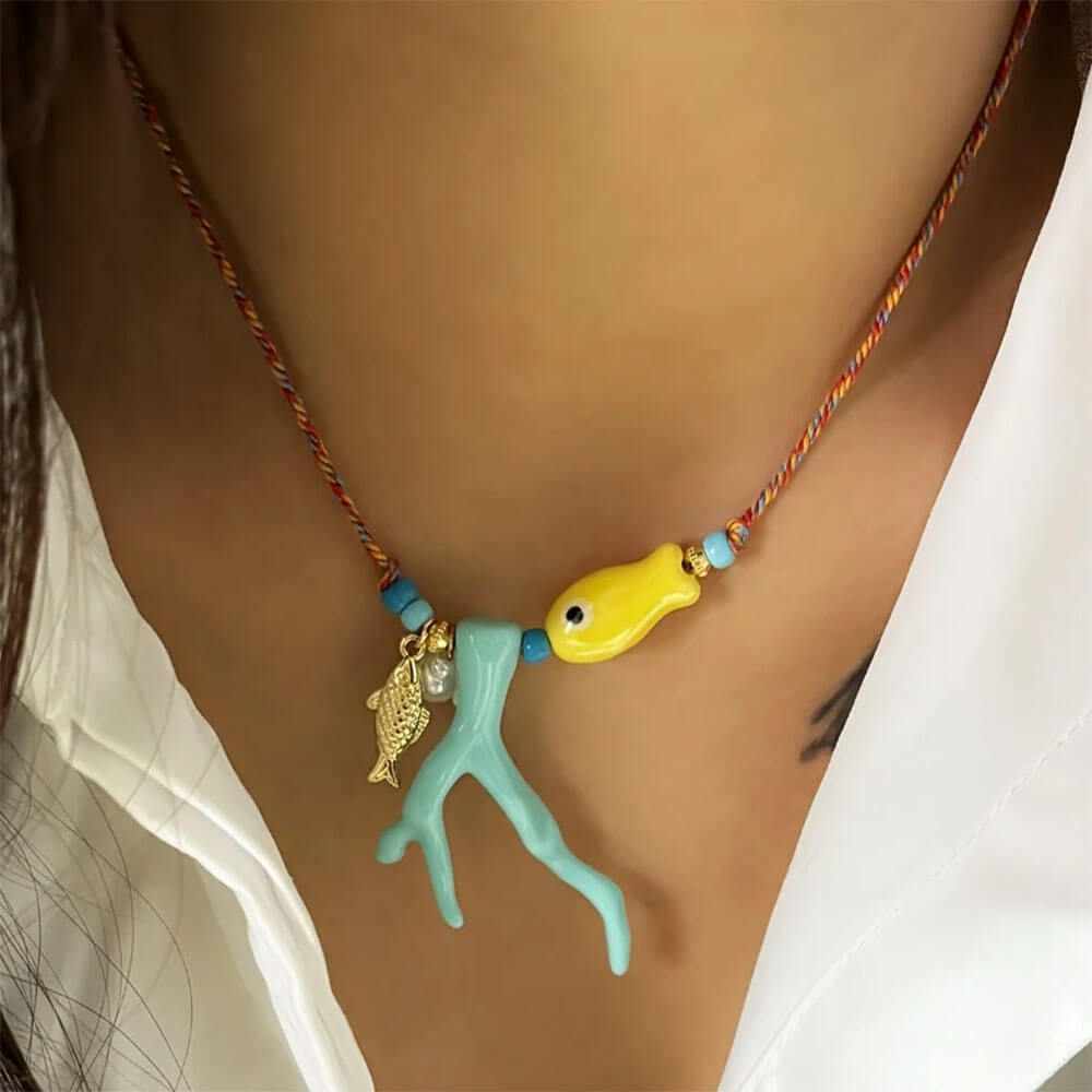 Mermaidcore Fish & Coral Necklace