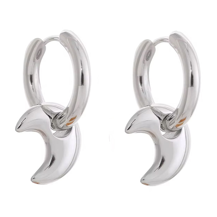 Celestial Moon Drop Hoops Earrings