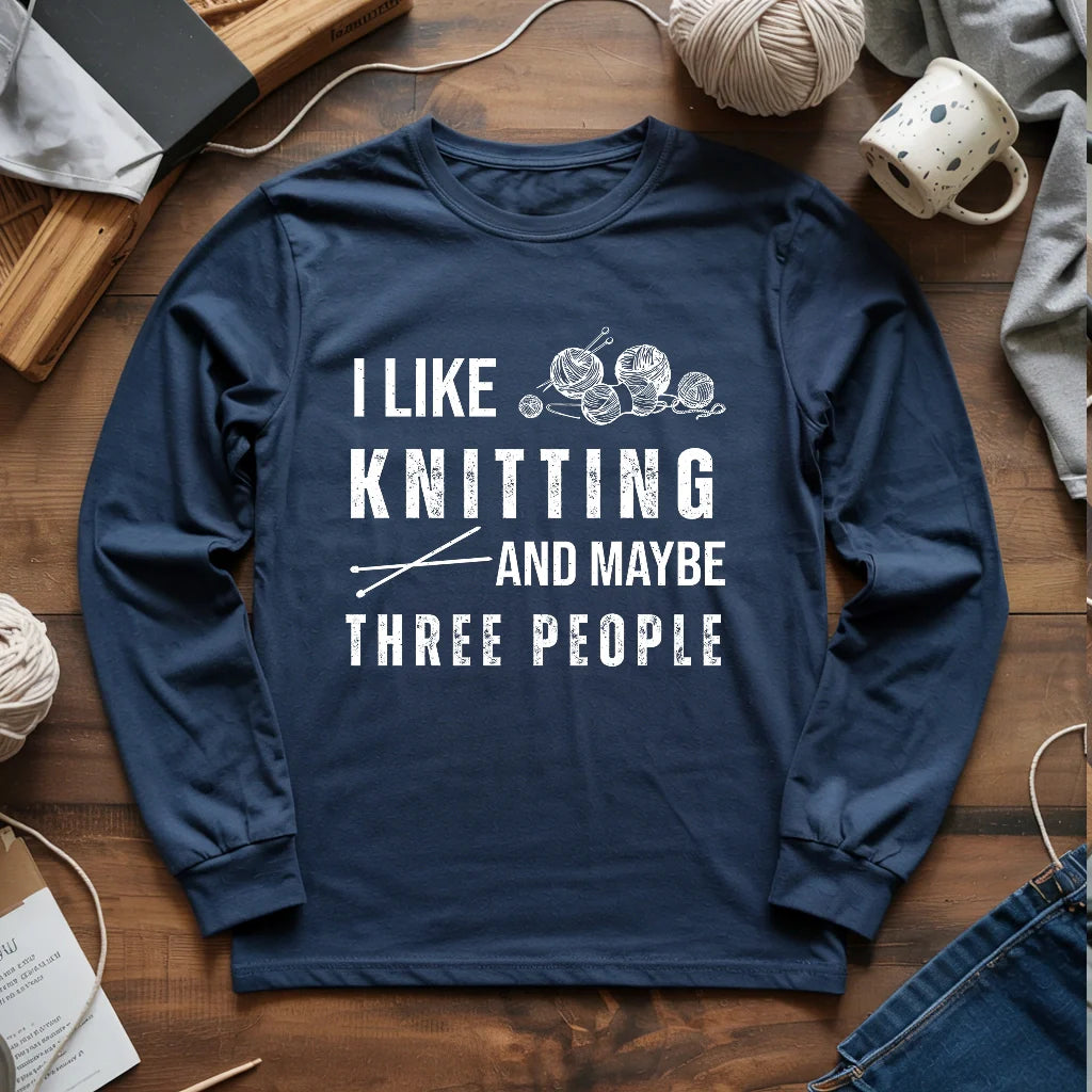 Knitting & 3 People Long Sleeve T-shirt