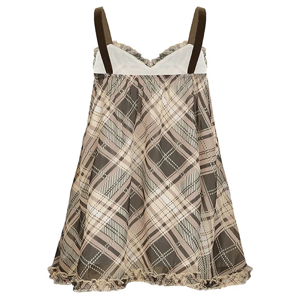 Preppy Aesthetic Plaid Mini Tank Dress