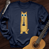 Cat Playing The Clarinet Crewneck