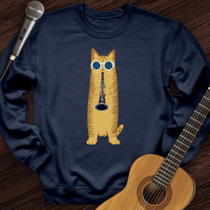 Cat Playing The Clarinet Crewneck