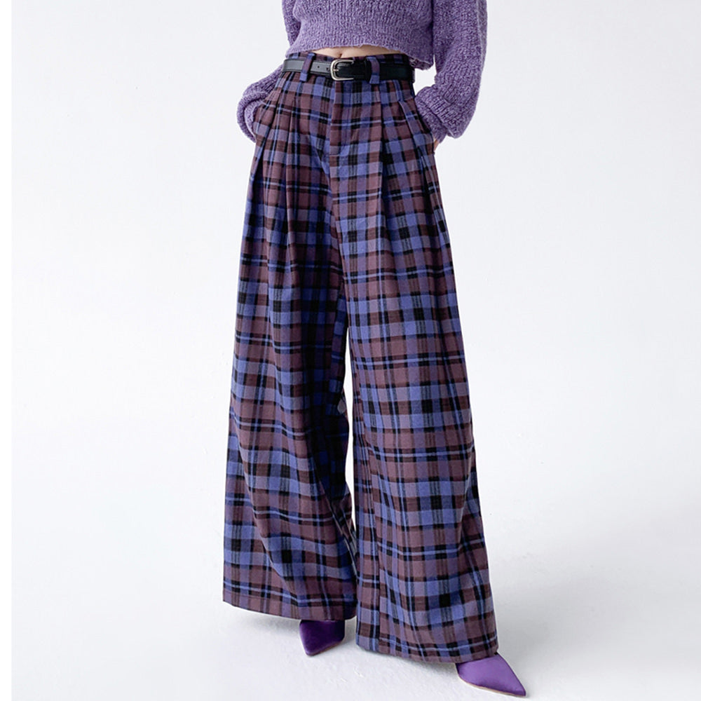 Best In Class Plaid Wide-Leg Trousers