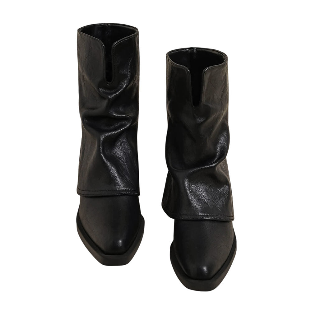 Slouchy Fit Block Heel Boots